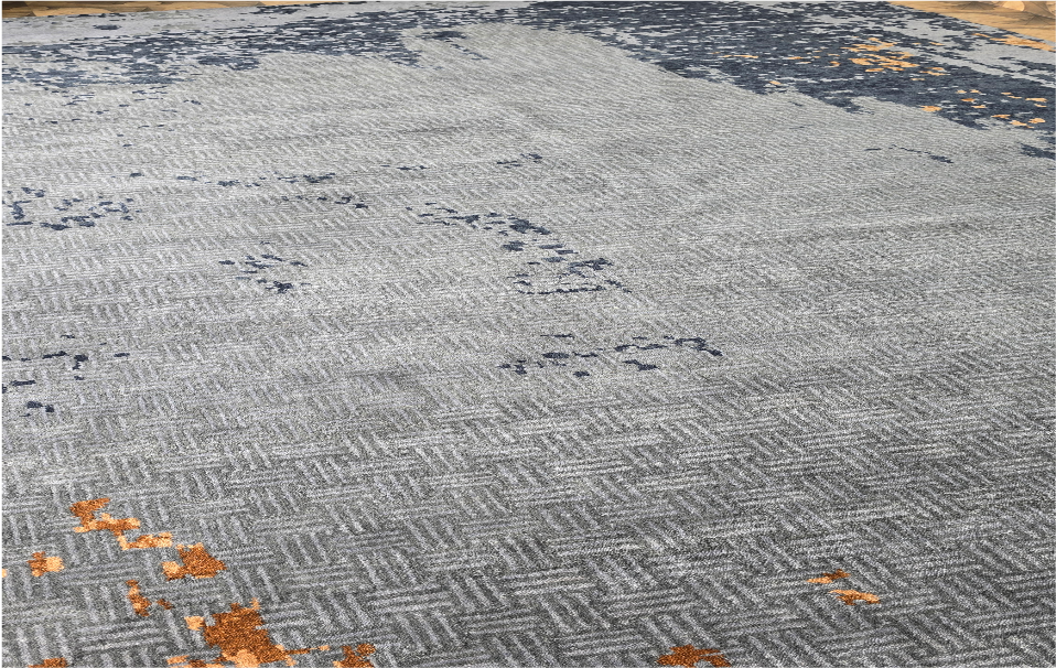 Handmade Modern Grey–Charcoal–Gold Rug | NZ Wool & Bamboo Silk |