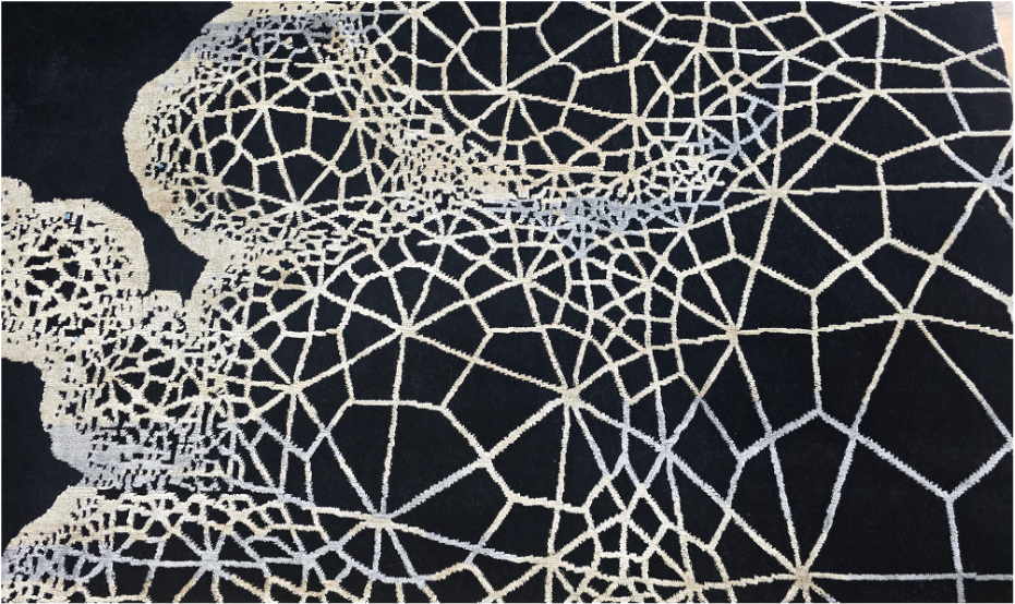 Handmade Modern Black ,Grey and  Blue  Rug | NZ Wool & Bamboo Silk |