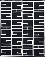 Handmade Modern Black & Silver Rug | NZ Wool with Bamboo Silk |  9×12