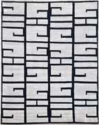 Handmade Modern Black & Silver Rug | NZ Wool with Bamboo Silk |  9×12