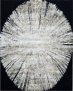 Handmade Modern Abstract Rug – Black & Gold | Semi Wool & Bamboo Silk