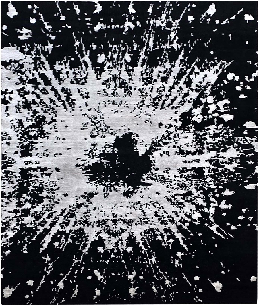 Handmade Modern Black & Silver Rug | NZ Wool with Bamboo Silk | FHWR-276 (8×10, 9×12, 10×14, 12×14)