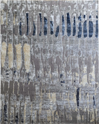 Handmade Modern Grey–Silver–Blue Rug | NZ Wool & Bamboo Silk |